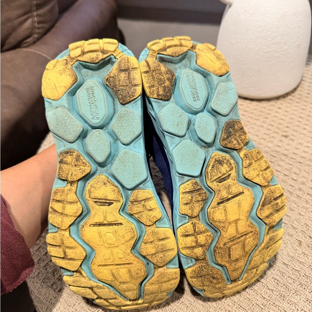 Hoka Navy, Teal & Yellow Trail Running Sneakers - Picture 6 of 10